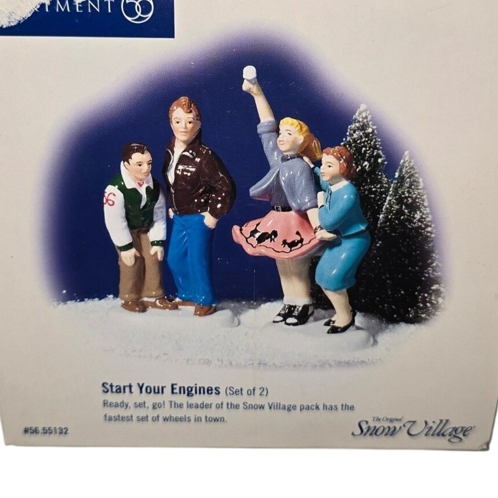 Department 56 Original Snow Village START YOUR ENGINES - set of 2 #55132 NIB